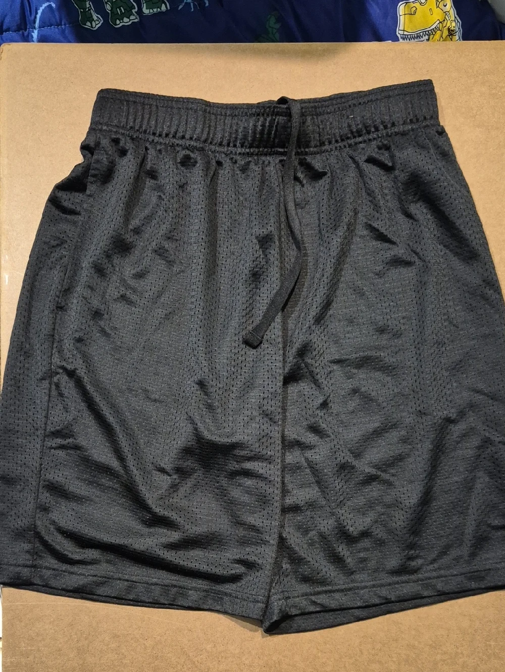 Men's Black Athletic Mesh Shorts - Drawstring Waist